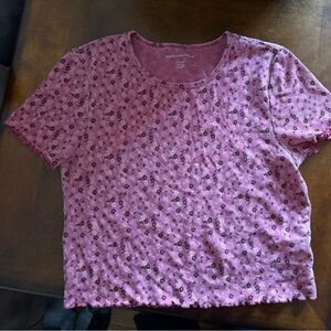 American Eagle Outfitters Mauve Floral Short Sleeve Top